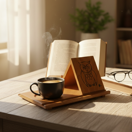 Palinu™  Daily Ritual – Ahşap Kitap & Kahve Standı